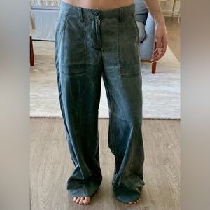 Wide Leg Army Green Pants